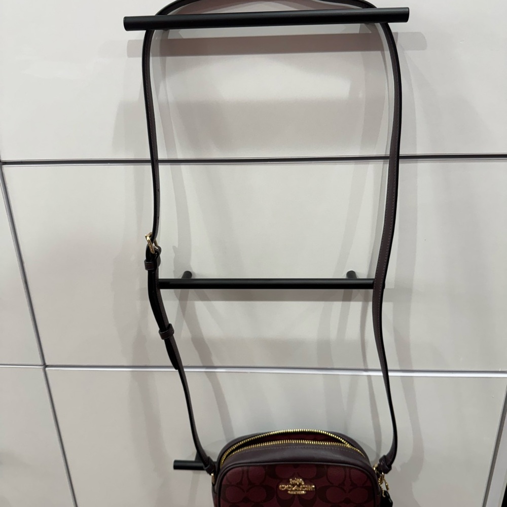 Coach Burgundy Signature Crossbody Bag with Glossy Finish - Picture 4 of 5
